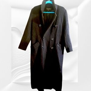 Vintage Kristen Blake Black Wool Long Coat Shawl Collar Double Breasted Size 12